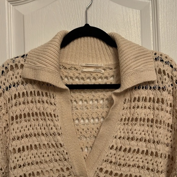 Anthropologie Open Stitch Polo Pullover Sweater - Picture 9 of 14